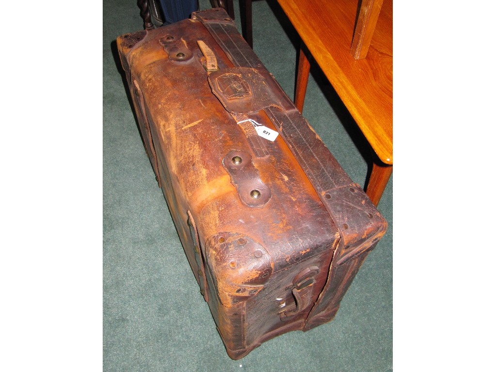 Appraisal: Large leather suitcase