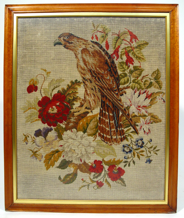 Appraisal: Victorian tapestry of a falcon amongst flowers in a gilt