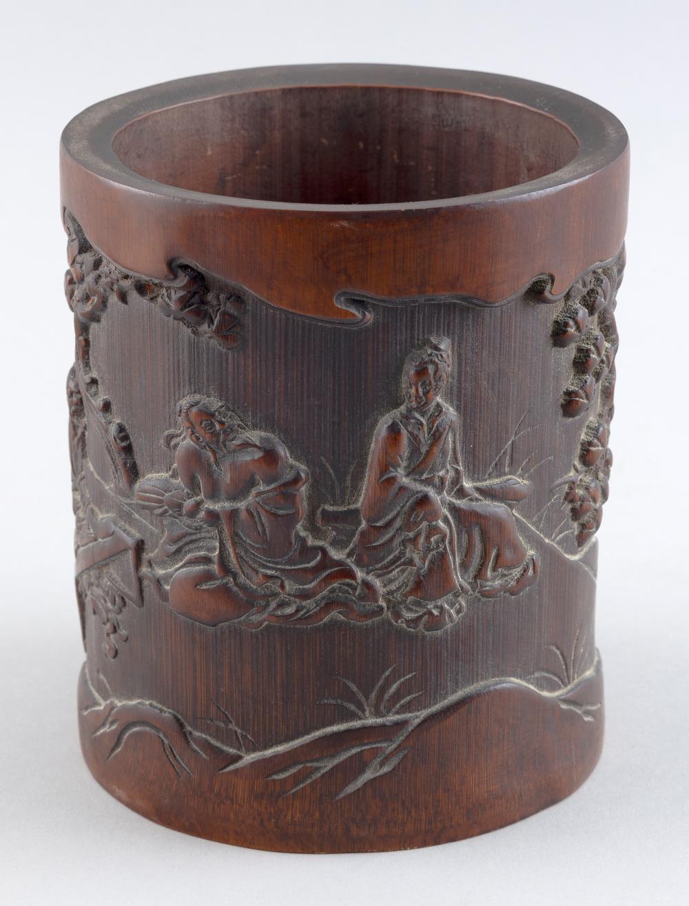 Appraisal: CHINESE CARVED BAMBOO BRUSH POT LATE TH EARLY TH CENTURY