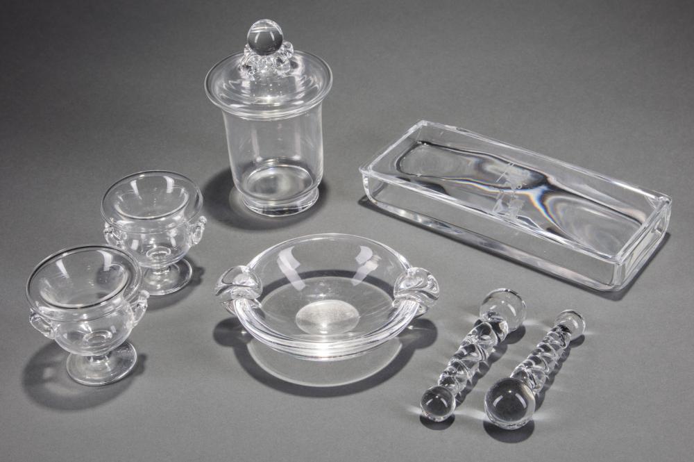 Appraisal: Group of Steuben Smoking Accessories incl ashtray with crimped handles