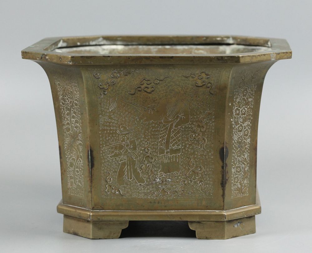 Appraisal: Chinese bronze planter possibly Republican period in L x in