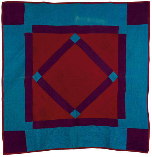 Appraisal: Amish pieced quilt in the center diamond pattern in purple