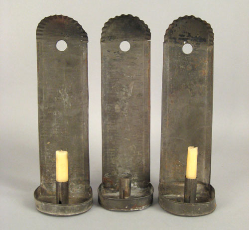 Appraisal: Three tin wall sconces th c h