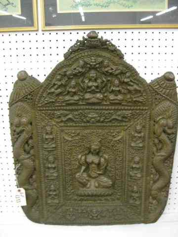 Appraisal: Oriental Bronze Plaque dragon goddess decor '' x '' th