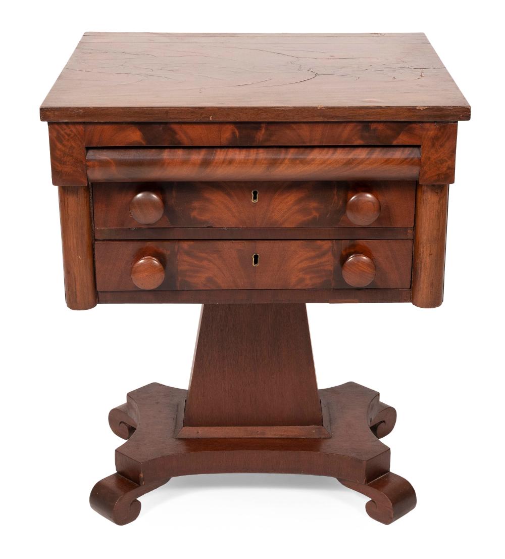 Appraisal: EMPIRE THREE-DRAWER STAND CIRCA HEIGHT WIDTH DEPTH EMPIRE THREE-DRAWER STAND