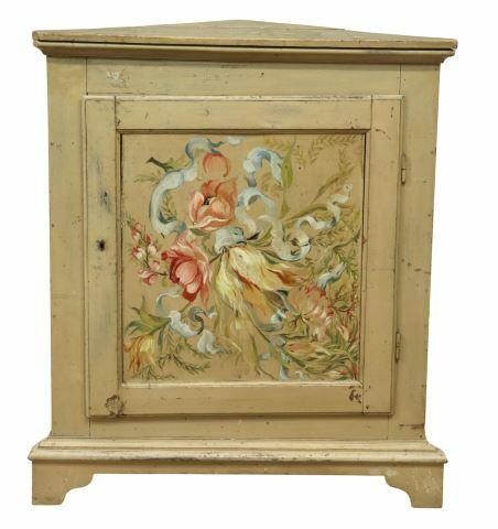 Appraisal: Italian paint decorated pine corner cabinet early th c single