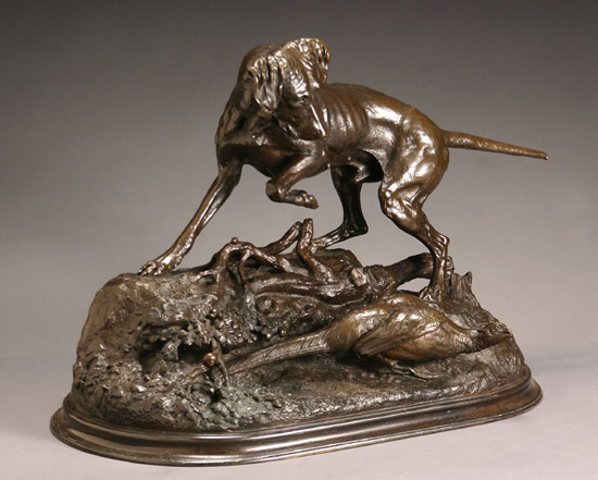 Appraisal: French Animalier Group of a Pointer Flushing a Pheasant After