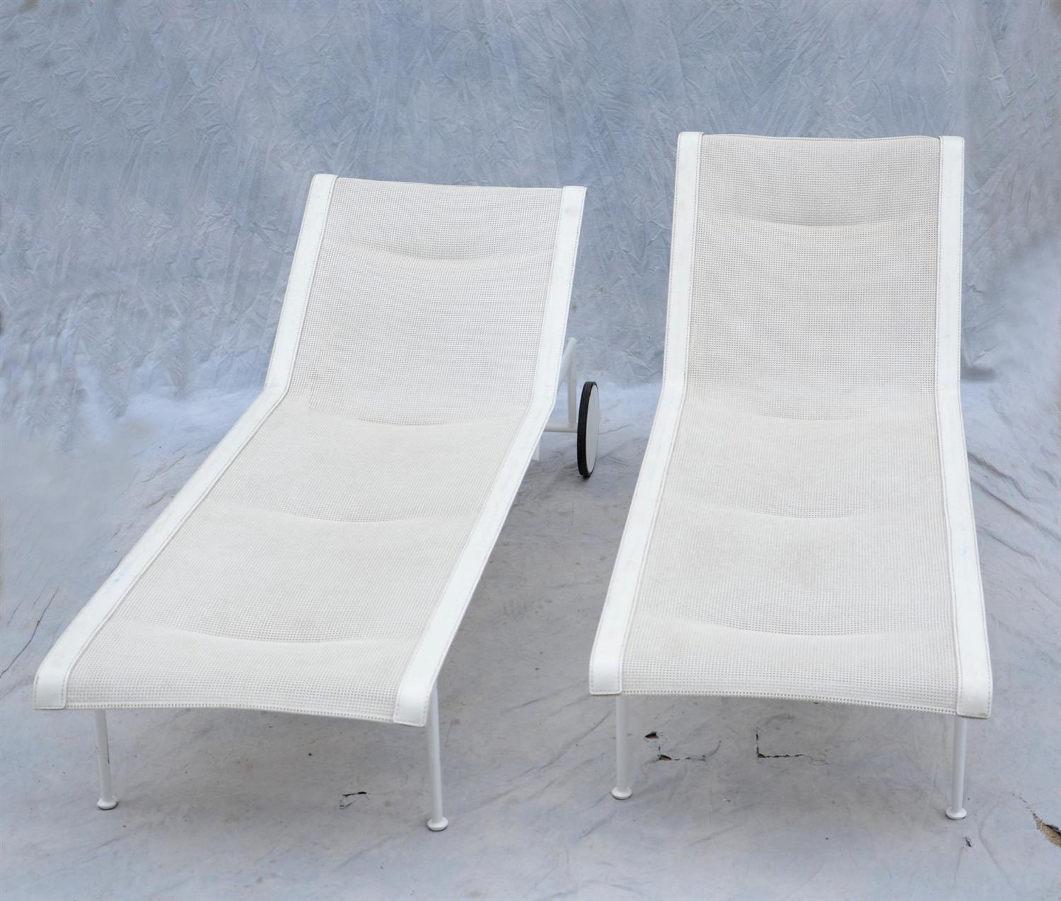 Appraisal: Matching Pair White Richard Schultz Outdoor Chaise Lounges for Knoll