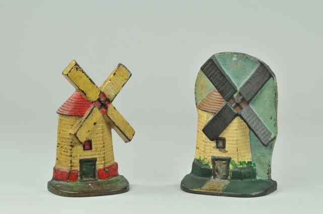 Appraisal: LOT OF TWO WINDMILL DOORSTOPS Includes BOOK EXAMPLE white windmill