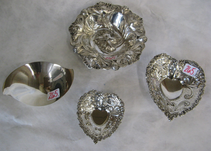 Appraisal: FOUR STERLING SILVER ITEMS a Tiffany Co footed dish in