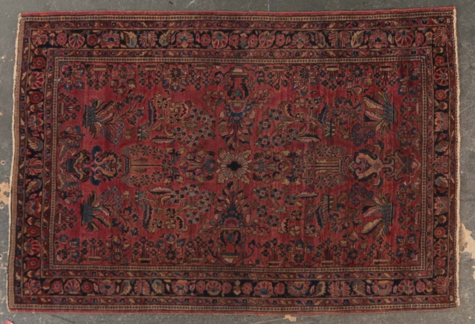 Appraisal: Antique Sarouk rug approx x Persia circa Condition Worn with