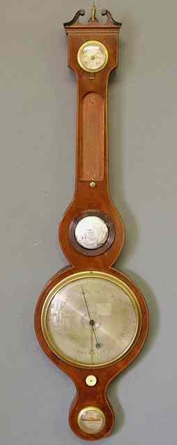 Appraisal: Inlaid mahogany banjo-form barometer c signed T B Corti Glasgow