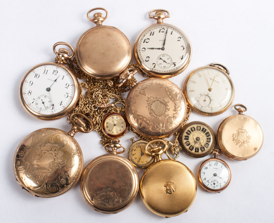 Appraisal: Thirteen assorted pocket watches gold-filled lady's and gentleman's including such