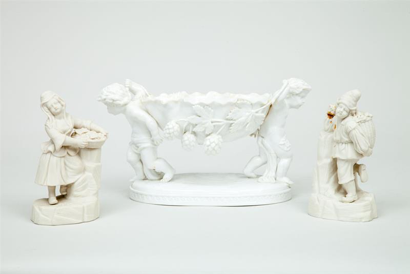 Appraisal: Spode Copeland Ivory-Glazed Centerpiece Together with a pair of bisque