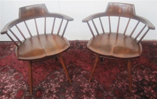 Appraisal: GEORGE NAKASHIMA A pair of Mira arm chairs Mid th