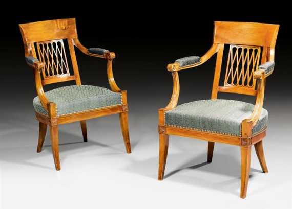 Appraisal: PAIR OF ARMCHAIRS DANS LE GOUT ETRUSQUE Directoire in the