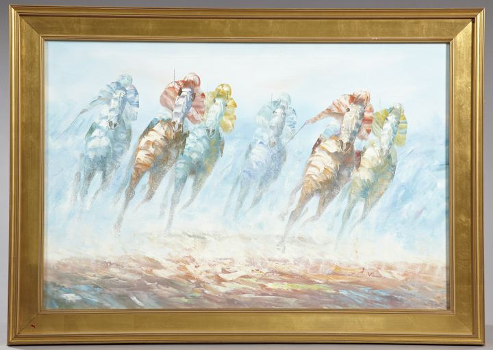 Appraisal: Anthony Veccio American b Thoroughbred Glory oil on canvas signed