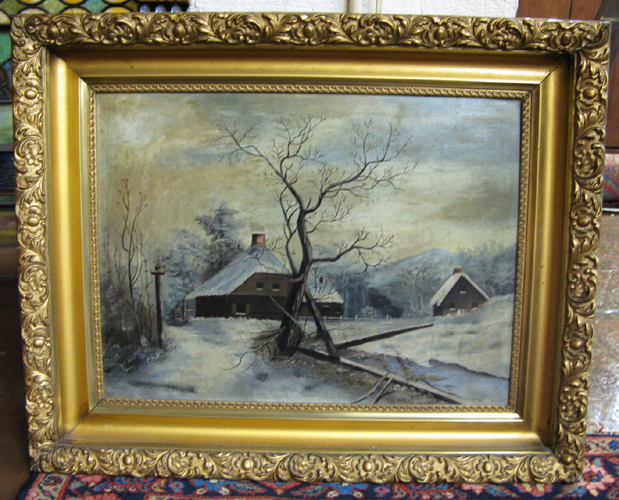 Appraisal: AMERICAN SCHOOL th century Oil on panel A winter landscape