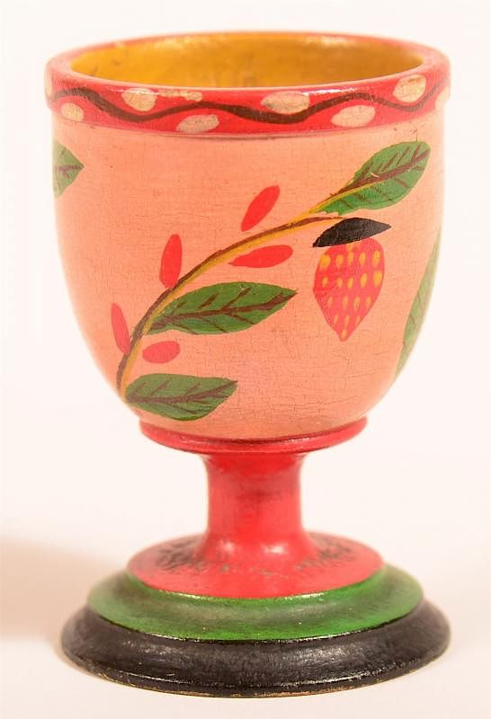 Appraisal: Lehnware Strawberry Pattern Egg Cup Lehnware Strawberry Pattern Egg Cup