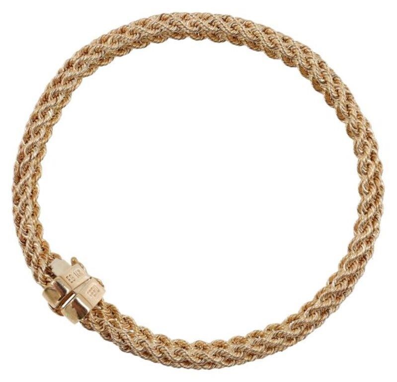 Appraisal: LADIES ESTATE KT YG BRAIDED ROPE BRACELETEstate kt gold hollow