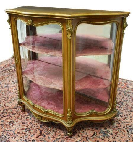 Appraisal: French Louis XV style walnut vitrine display cabinet late th