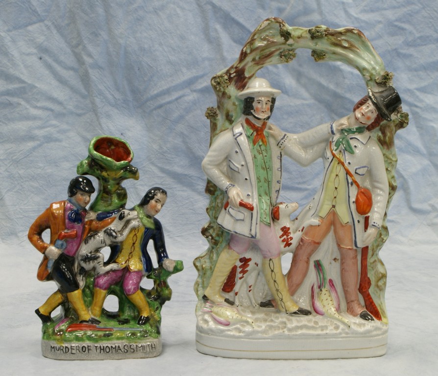 Appraisal: Staffordshire figurine Thomas Smith and the poacher William Collier enclosed