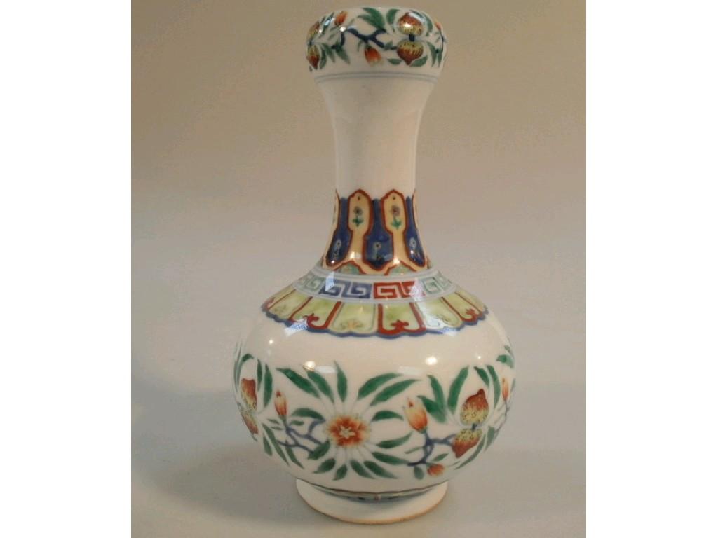 Appraisal: A Chinese Doucai bottle vase with lappet and fruit and