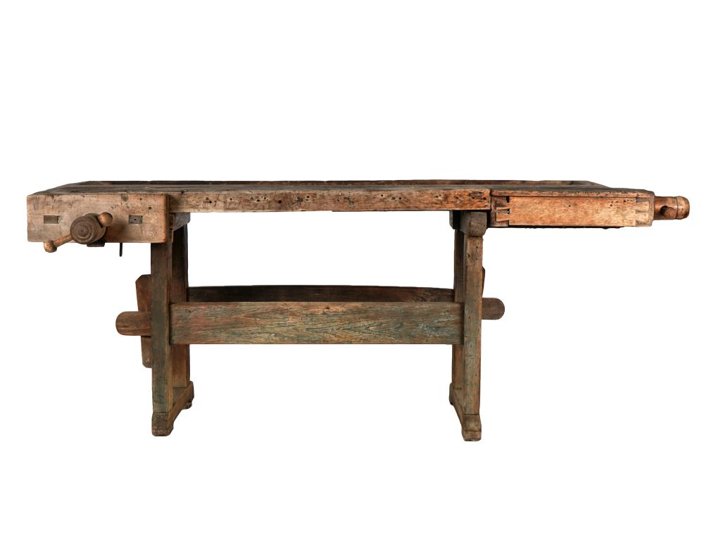 Appraisal: ANTIQUE AMERICAN CARPENTERS BENCH th century Provenance The Estate of