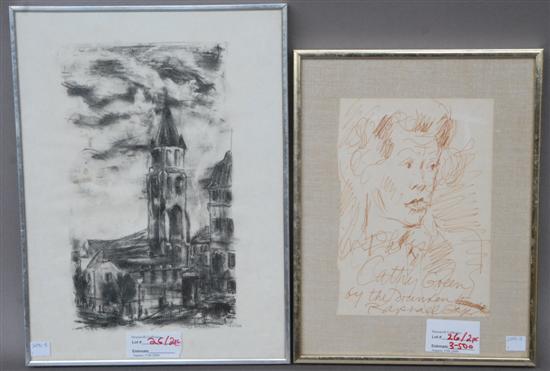 Appraisal: SOYER RAPHAEL PEN AND INK Inscribed Cathy Green By The