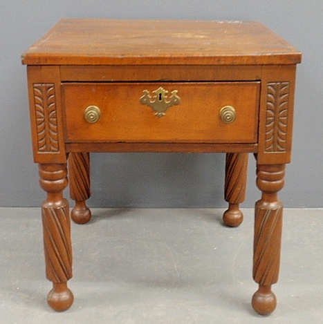 Appraisal: - Late Sheraton mahogany end table with single drawer h