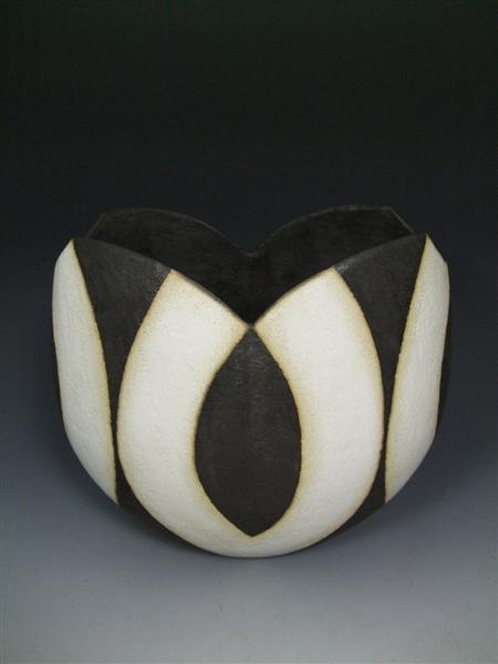 Appraisal: JOHN WARD BORN OVAL VASE S coiled stoneware with lobed