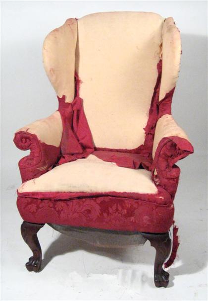 Appraisal: Queen Anne-style upholstered mahogany easy chair late th early th