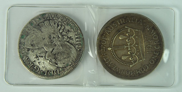 Appraisal: Mexican Real CoinNice detail remains Has chop marks mostly on