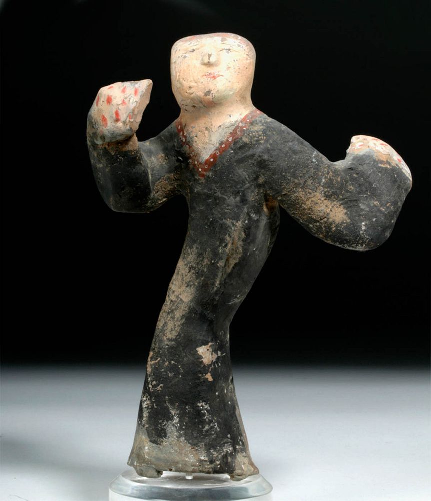 Appraisal: Chinese Han Dynasty Polychrome Dancer Figure Originally Listed At China