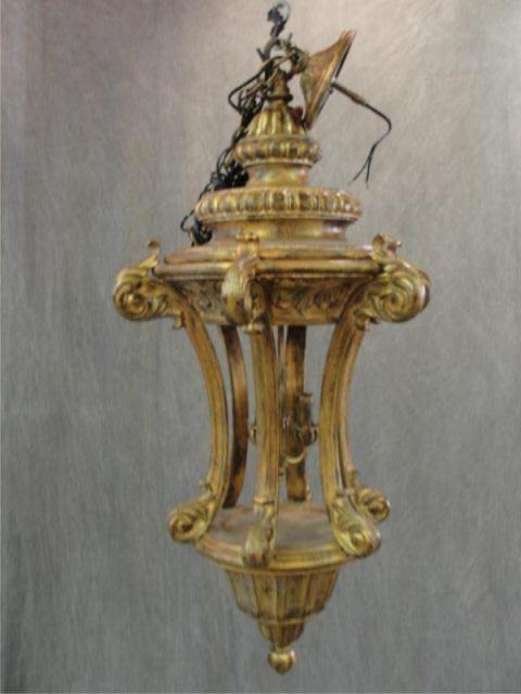 Appraisal: Giltwood Hall Chandelier From a New Canaan CT home Dimensions