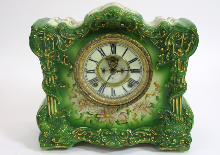 Appraisal: ANSONIA CLOCK CO CHINA MANTEL CLOCK time and strike gilt