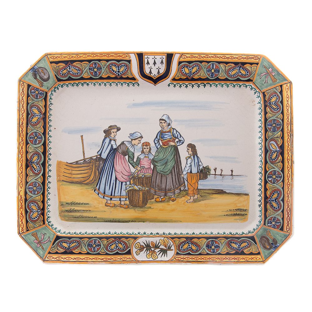 Appraisal: Henriot Quimper Octagonal Platter circa with Celtic Ribbons border and