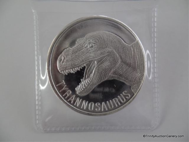 Appraisal: oz Fine Silver Tyrannosaurus Round CoinMinted in troy ounce fine