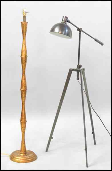 Appraisal: ADJUSTABLE METAL TRIPOD FLOOR LAMP Together with a contemporary floor