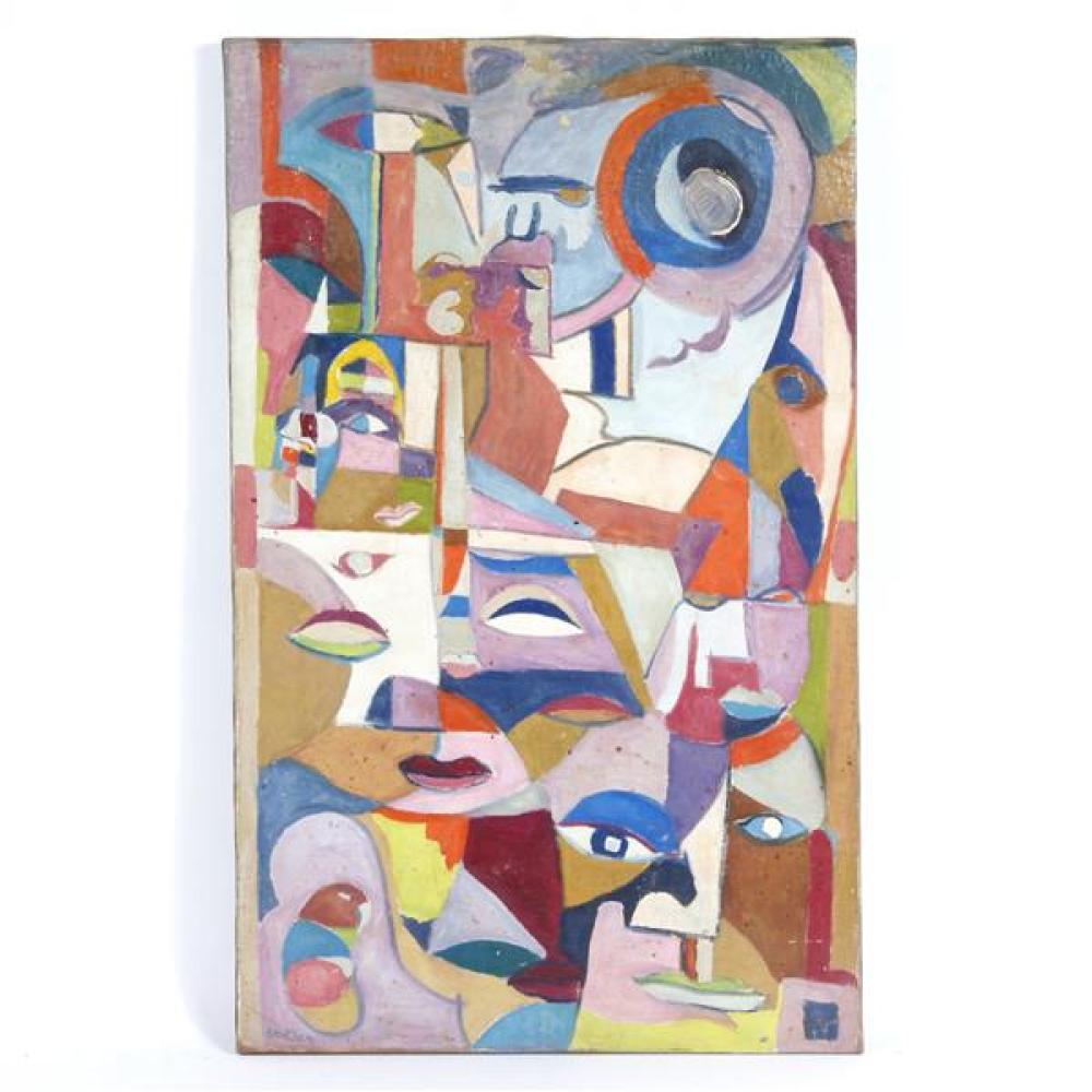 Appraisal: STEPHEN STOLLER AMERICAN B ABSTRACT FACES OIL ON CANVAS H