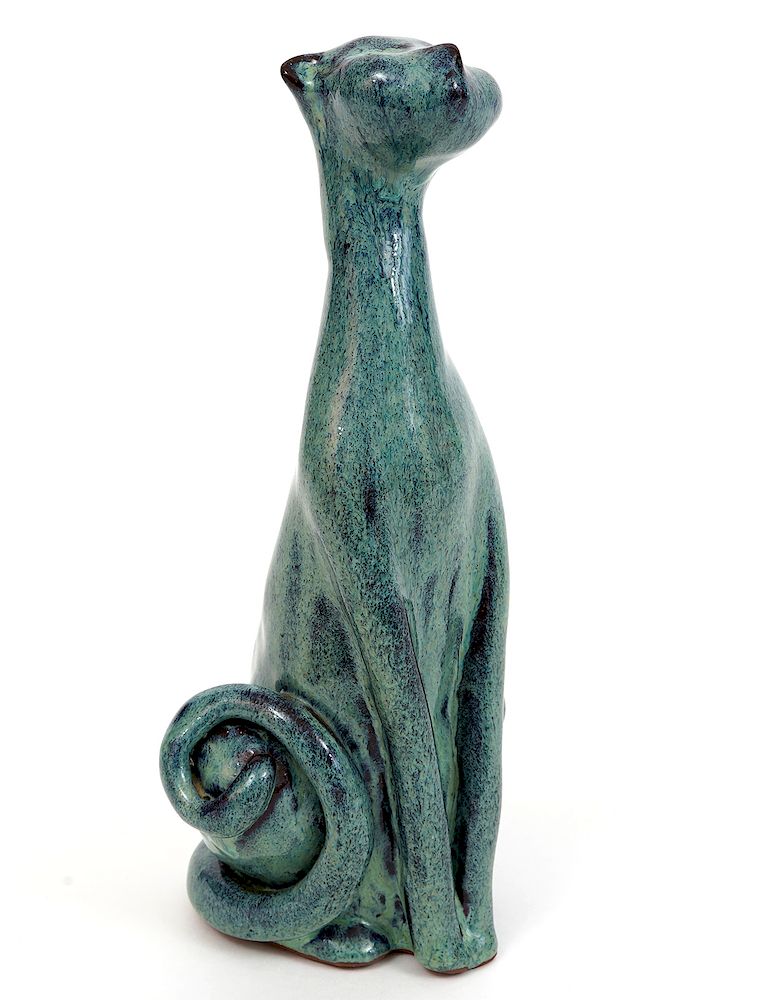 Appraisal: Ernst Alma Lorenzen Sculptural Cat Figurine Ernst Alma Lorenzen greenish