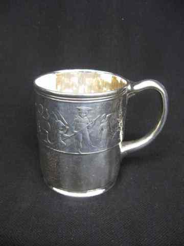 Appraisal: Tiffany Sterling Silver Christening or Babymug elaborate children's parade scene