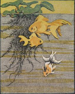 Appraisal: Elizabeth Norton woodcut Elizabeth Norton American - - ''Goldfish II''-