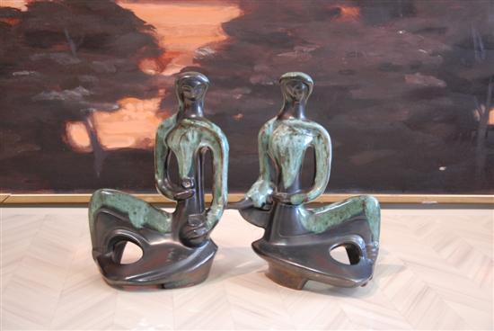 Appraisal: Two Mid-Century Modern Sculptural Figures Unsigned small repair on one