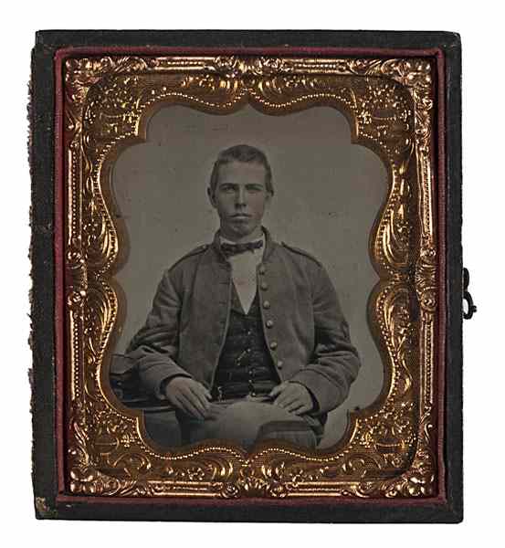 Appraisal: Confederate First Sergeant Sixth Plate Tintype A sixth plate tintype