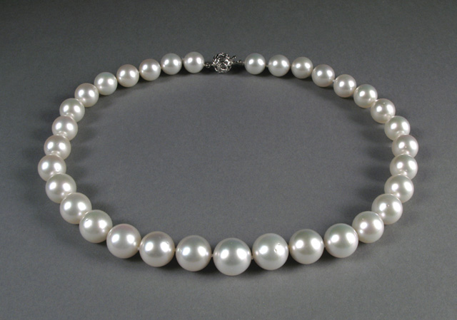 Appraisal: SOUTH SEA PEARL NECKLACE with k white gold clasp The