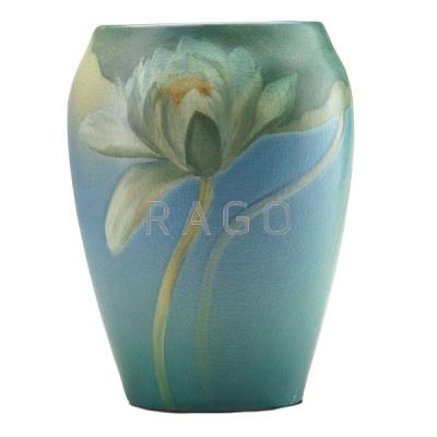 Appraisal: ED DIERS ROOKWOOD Vellum vase w waterlilies Condition Report