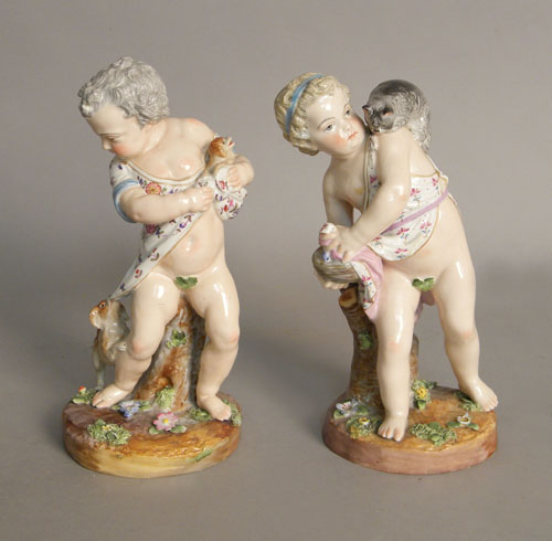 Appraisal: Pair of Meissen porcelain putti ca h