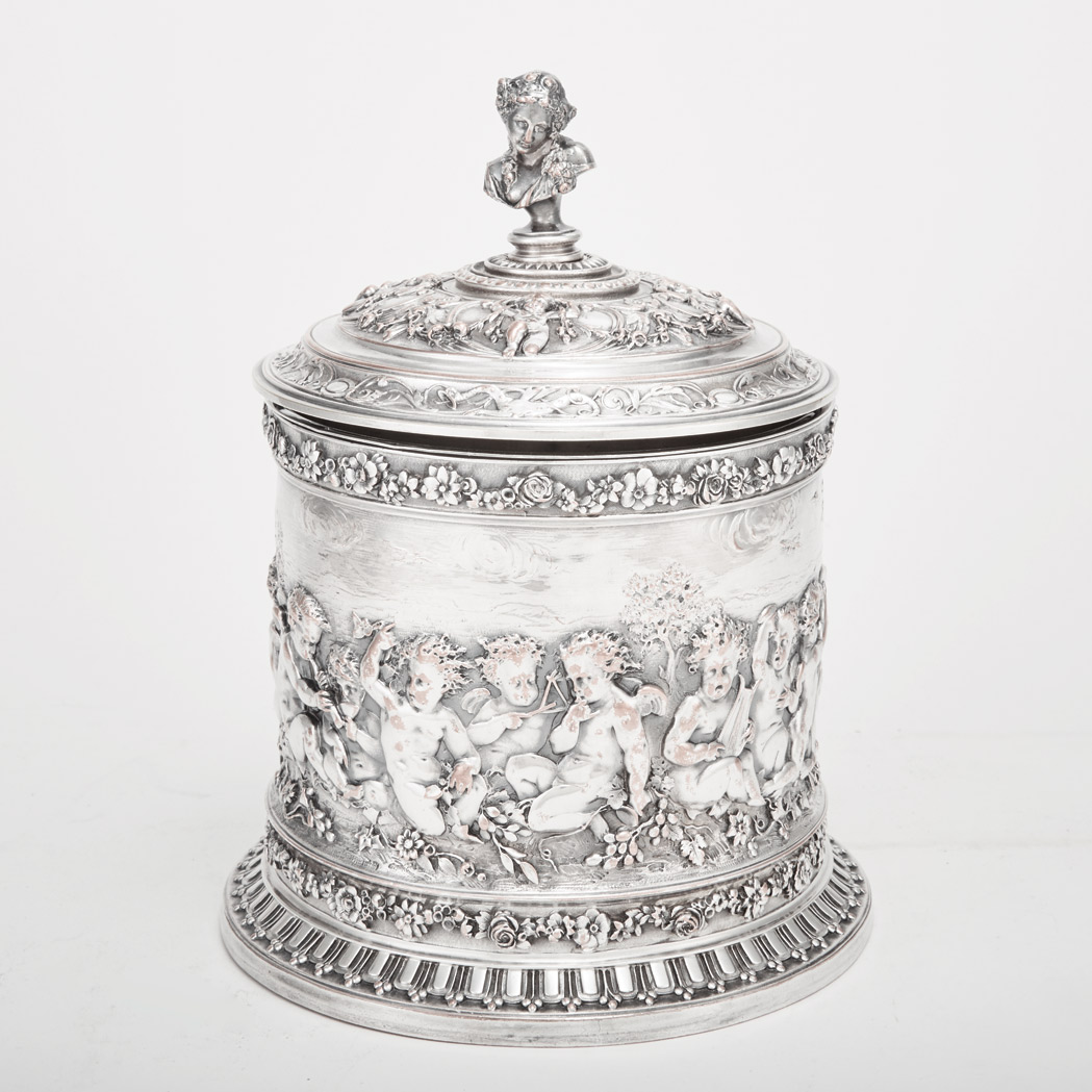 Appraisal: Elkington Co Silver Plated Biscuit Barrel Circa Of circular form