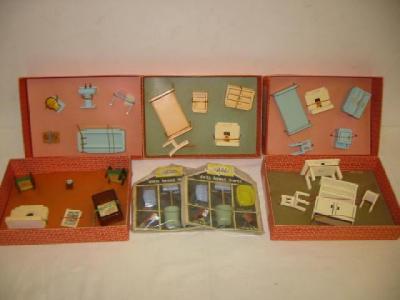 Appraisal: Five Dol-toi dolls house furniture suites including television kitchen pink